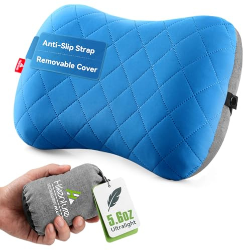 Hikenture Ultralight Inflatable Washable Pillow with Removable Cover for Neck Lumber Support - Upgrade Backpacking Pillow for Camping, Travel, Hiking, Backpacking (Blue)