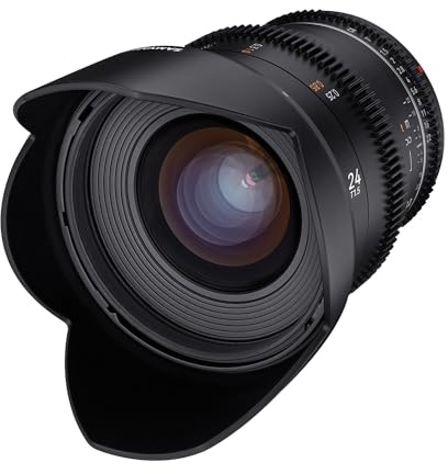 Samyang MF 24mm T1,5 VDSLR MK2 für Canon EF – lichtstarkes T1,5 Weitwinkel Cine-und Videoobjektiv für Canon EF Mount, 24mm Festbrennweite, Follow Focus Zahnkränze Vollformat und APS-C, 8K Auflösung