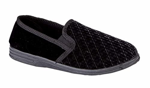 Generic Men's Extra Large Twin Gusset Black Check Classic Slipper Size 13 UK