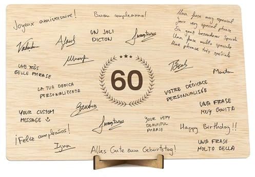 CONTRAXT Tarjeta felicitacion 60 cumpleaños aniversario. Regalo detalles Decoracion original Postal mujer hombre 60 feliz cumpleaños Padre Madre 60 años mama abuela papa abuelo