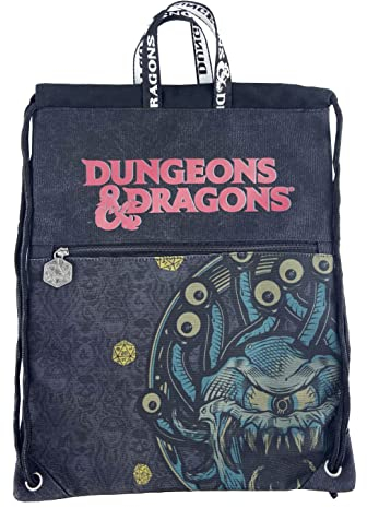 Dragones y Mazmorras- Mochila, Saco, Cuerdas, Mochila casual, Extraescolares, Ruckpack, Color negro, D&D, Unisex, Producto Oficial (CyP Brands)
