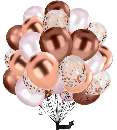 30Stück Roségold Luftballon Rosa Metallic Set, 12 Zoll Roségold Chrom Rosa Konfetti Ballons Rot und Rosa Helium ballon Latex,für Kinder Geburtstag, Hochzeit, Babyparty, Dekoration