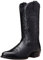 ANUFER Uomo Elegante Ricamato Stivali da Cowboy Occidentale Tacco a Punta Antiscivolo Stivali a Metà Polpaccio Nero SN071164 EU39