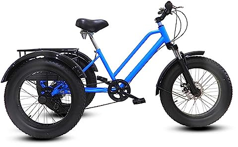 BJYX Dreirad für Erwachsene mit Einkaufskorb, 20 Zoll 7-Gang Cruiser-Trike, Fetter Reifen Cityräder, Erwachsenen Dreirad für Senioren, Frauen, Männer