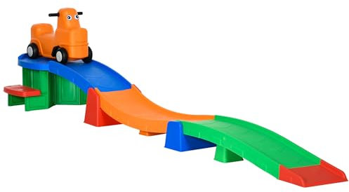 AIYAPLAY 3(m) Up and Down Rollercoaster for Kids Age 2+, 4 Pieces Toddler Rollercoaster Ride-on with Non-Slip Steps, Sliding Car with Handles, Indoor Outdoor Play