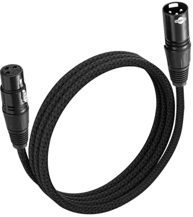 Shaevle XLR Microphone Cable Male to Female 3 Pin Nylon Braided for Studio Recording and Live Production (2M-1PACK)