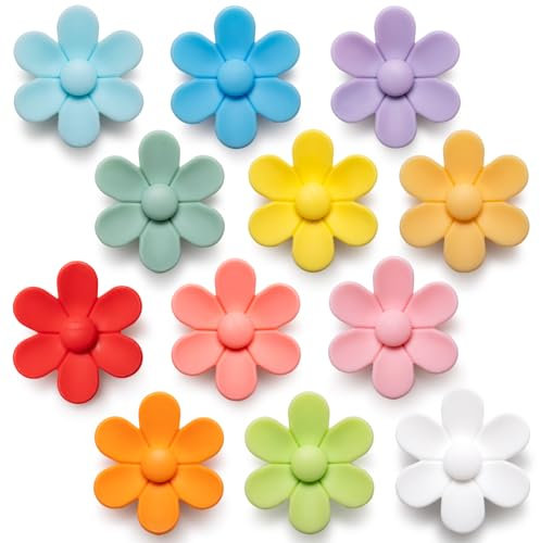 SUNURS Imanes de Nevera para taquillas con Flores 3D de Colores sólidos, Imanes Decorativos Divertidos para Pizarra, Cocina y Oficina (12 Piezas)