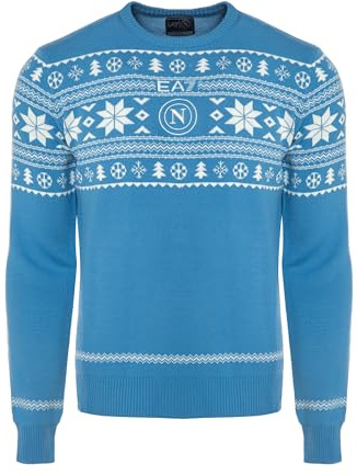 SSC NAPOLI Maglione Natale Azzurro, Prodotto Ufficiale 2024 e 2025, Natale 2024, L