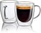 BERA HOME Double Walled Glass Mugs, Set of 2, 350 ml, Heat Resistant, Microwave Safe
