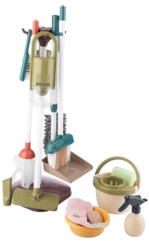 Kids Cleaning Toy Set - 15 Piece Toddler Cleaning Set with Kids Vacuum That Really Works, Broom, Dustpan, Mop, Bucket, Duster, Sponge, and More - Pretend Play Toys for Toddlers 3 and Up by Hey Play