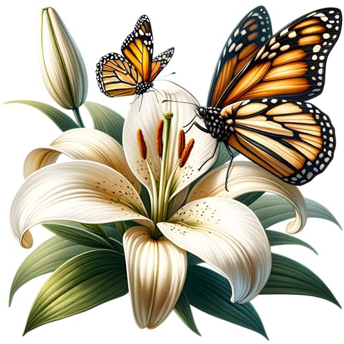 x4 Brown Butterfly Flower Stickers, Cover Marks 20cm & 7cm Floral Decals