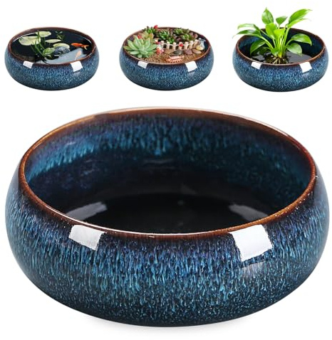 Bol en céramique pour plante de lotus, pot de fleurs en céramique pour plante de lotus, pot Lotus en céramique de 16,8*6,5 cm, pot de plantation hydroponique en céramique, pot pour plante succulente