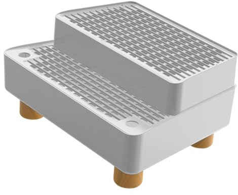 MagiDeal Rampe pour Bac à Litière, Rampe de Litière pour Chat, Double Piège à Litière, Fonction de Filtration, Marchepied pour Chat, Lavable et détachable, pour Petits Chats d'intérieur, Gris Clair