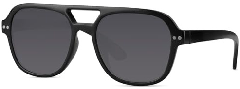 styleBREAKER Gafas de sol para niños, sostenibles, 100% poliéster reciclado y UV400, gafas de aviador (5 – 10 años) | Incluye bolsa de tela y paño de microfibra, Estructura negra y cristal gris