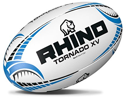 Rhino Tornado White Xv Rugby-Ball, weiß/blau, 5