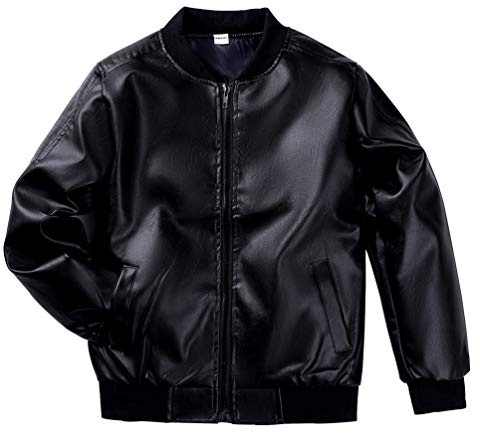 LAUSONS Boy's Leather Jacket Childrens Bomber Motorcycle Biker Fake Leather Coat