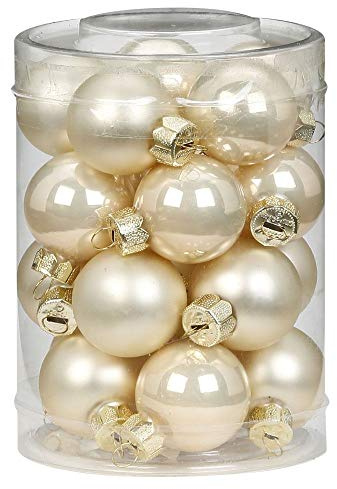 MAGIC 20 Christbaumkugeln Glas 3 cm Christbaumschmuck Weihnachtskugeln Baumkugeln Baumschmuck Weihnachtsdeko Farbe: Perle - Champagner