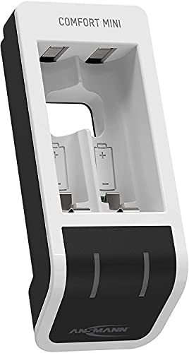 ANSMANN Akku Ladegerät für 2X AAA AA NIMH NICD Akkus, intelligentes Laden, USB-Eingang, Schnelladen, Entladefunkton, LCD-Anzeige, Einzelschachtüberw.