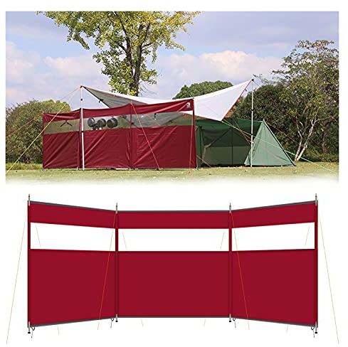 DHR Windschutz Strand, Tragbar Paravent Outdoor Wetterfest, Sichtschutz Garten, Sichtschutzschirme Campingplanen Oxford-Stoff 440×130cm (Farbe : Rot)