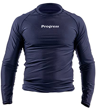 Progress Jiu Jitsu Academy Long Sleeve Sleeve Rashguard | Comfortable and Durable BJJ Rash Guard | Flexible Rash Guard for Grappling | Moisture-Wicking Compression Tops for Men and Women | Black - M
