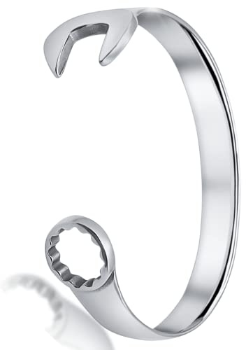 INTERNATIONAL BRANDS EXCESS STOCK TRADING U.K. I BEST U.K Pulsera para Hombre Plata Brazalete Herramienta Vintage Diseño de Llave Inglesa, Taglia unica, Acero inoxidable, Sin gemas.
