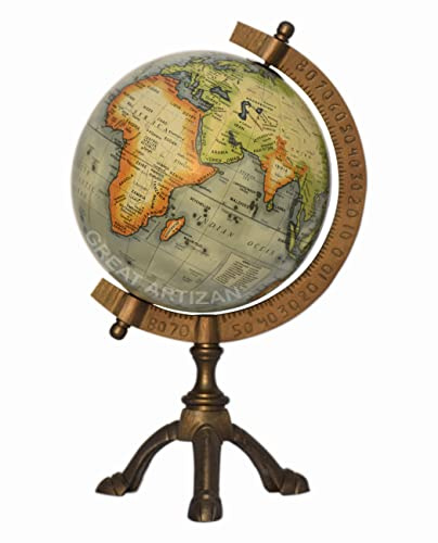 Artizan 6 Educational Tripod World Globe For Learning, Studying, and Decorations - Vintage Look Rotating Geographic Desk Globe