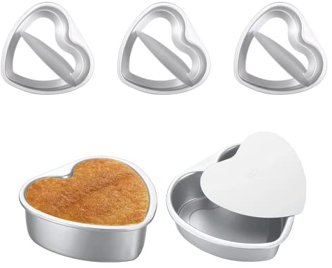 XIGUI 3 Pieces Heart Shaped Cake Pans-6 Inch Cake Pans-with Removable Bottom Cake Dessert Baking Mould- for Kitchen Birthday Valentine Day Wedding