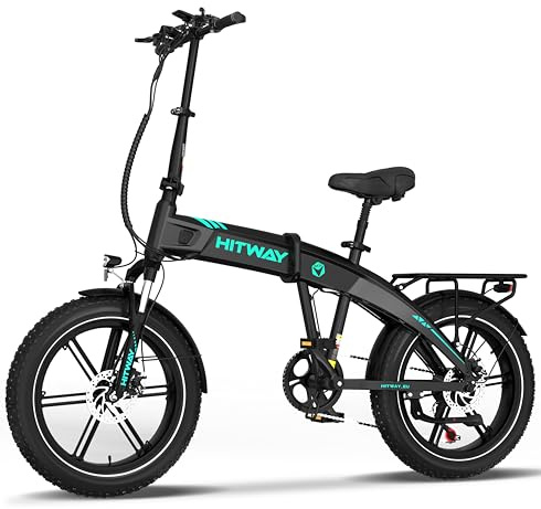 HITWAY 20 * 4,0 Bicicleta Eléctrica, Batería 48V 10,4Ah hasta 50-100KM, 250W Motor Fat Tire E Bike, Pedelec Plegable con 7-Velocidades para Adultos Que Viajan al Trabajo