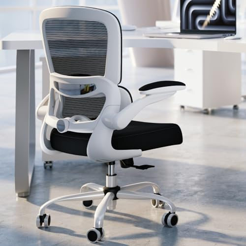 TRALT Office Chair - Ergonomic Desk Chair with Adjustable Lumbar Support, Mesh Computer Chair, Executive Chairs for Home Office Comfortable Lumbar Support (White+Black)