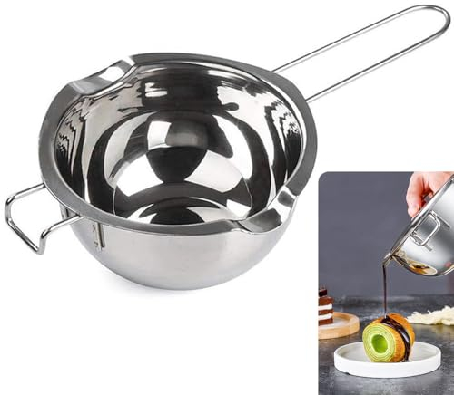 Roysmart Casseruola per candele a bagnomaria, ciotola di fusione, 600 ml, cioccolato crogiolo in acciaio inox 304, pentola per cioccolato, zucchero, burro di formaggio, caramello candele