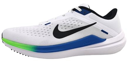 Nike Air Winflo 10 Road Running Shoe White/Black/Star Blue/Green St 9
