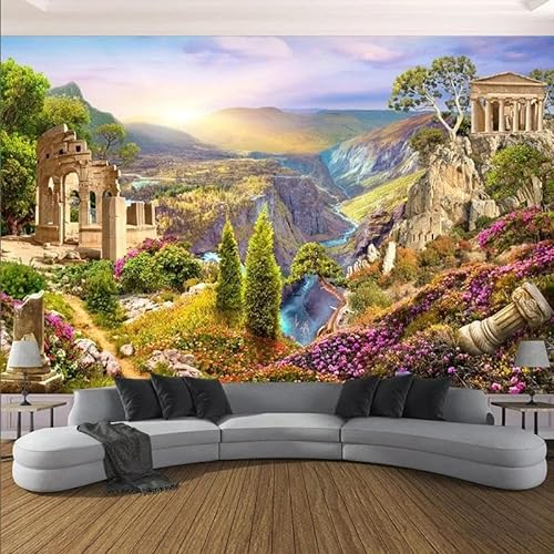 Papel Tapiz Fotográfico Personalizado 3D Paisaje De Valle De Jardín Mural Natural Sala De Estar Papel De Pared Del Dormitorio Para Paredes 3 D 150Cm(W)×105Cm(H)