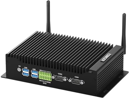 ESIMOER Industrial Mini PC Win 11, Mini Desktop Computer Core i5-10210U, 16GB RAM 256GB SSD, 2 RS232/422/485 COM, 2 HD DP 4K Triple Display, 2 LAN, 6 USB, GPIO, WiFi, BT 4.2, Micro PC stöder Linux