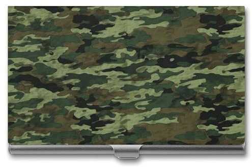 NHYDSPQ Visitenkartenhalter/-etui, Militär-Druck, Visitenkartenetui aus Metall, Visitenkartenhalter für Männer und Frauen, Grün