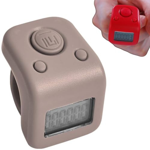 Compteur de comptage portable étanche à 6 chiffres, compteur de doigts rechargeable, compteur numérique manuel, compteur de pas, compteur de tours avec LED (gris)