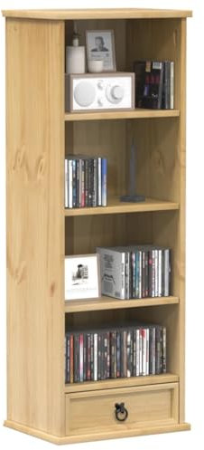 Gecheer Corona CD-hållare 40 x 30 x 110 cm i massivt trä, CD-dörr, bokhylla, hylla CD-hållare, DVD, arkivering, bokhylla kuber, CD-hållare, avdelningsbibliotek, P4005683