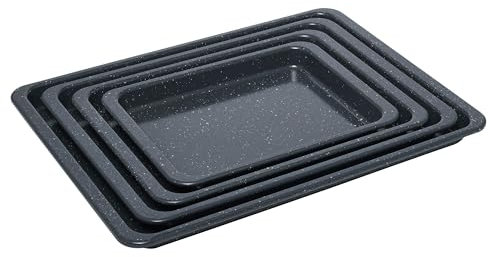 ProCook Granite Non-Stick Baking Tray Set (4 Piece) Heavy Gauge Carbon Steel, Dishwasher Safe, 10 Year Guarantee