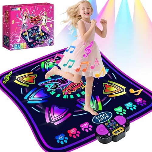 MOMUSE Tapis de Danse pour Enfants de 3 à 8 Ans,Tapis de Musical avec Affichage LED, 2 Modes, avec Affichage Eclairé et 9 Niveaux, Cadeau d'anniversaire de Noël pour Garçons Filles de 3 4 5 6 7+