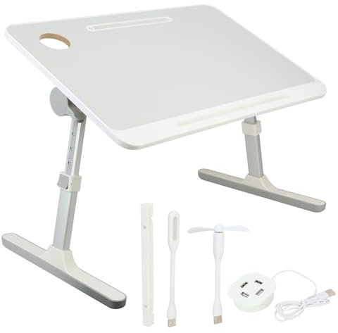 yulewiix Bureau Portable avec des Jambes Pliables, Tableau de Plateau de lit d'ordinateur Portable, Support de lit d'ordinateur Portable réglable à Angle de Hauteur, Table de Tablette à Relief
