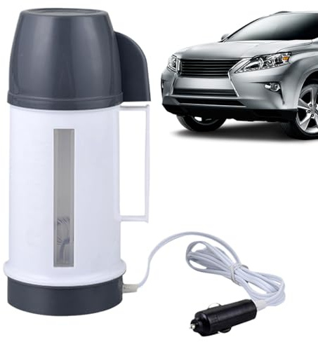 Bollitore elettrico per auto, 12/24 V, portatile, per tè e bevande calde, con funzione di ebollizione rapida, ideale per viaggi su strada, pendolarismo quotidiano, campeggio, guida all'aperto, uso in