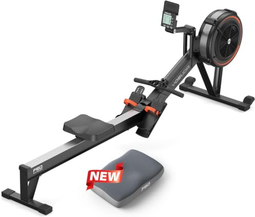 YOSUDA R2 Pro luft roddmaskin för hem, testad kvalitet (testgel), vikbar, luftmotstånd, självdriven display, 10-stegs motstånd, aluminiumskena för stora människor, Bluetooth & app