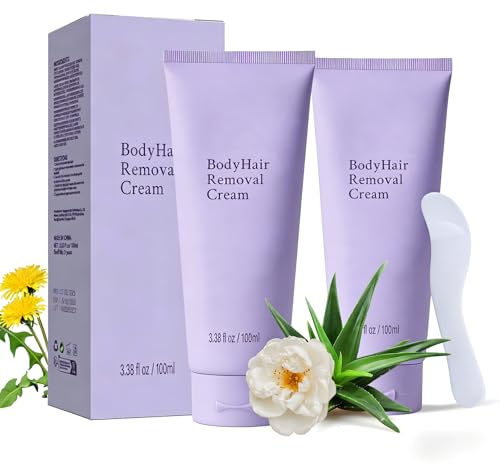 Hair Removal Cream for Women, Plant-Based Sensitive Skin Formula, Fast-Acting Depilatory Cream for Legs/Arms/Underarms/Stomach/Bikini Line, 2-in-1 Hair Removal + Moisturizing (3.38 Fl Oz (Pack of 2))