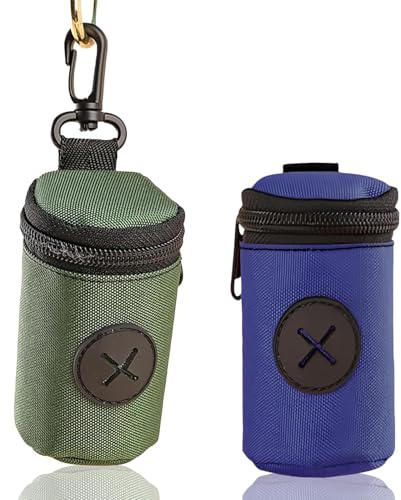 2PCS Dog Poo Bag Holder Dispenser, Quick-Access Dog Waste Carrier with Clip, Hands-Free Dog Waste Holder, Lightweight Portable Dog Walking Bag for Owners Walkers, Large capacity (Blue & Dark Green)