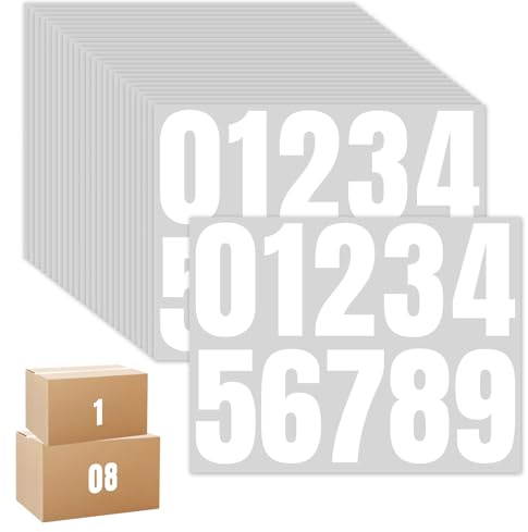 Numeros Adhesivos Grandes 10CM,ESYFOR 25 Piezas Números de Buzón Autoadhesivas Impermeables 0-9 Pegatinas Numeros Pegatinas Números para Puerta Ventana Coches,Blanco