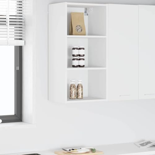 Tonture Armadio sospeso bianco in legno 40 x 29,5 x 80 cm moderno armadio da cucina con molto spazio per cucina e sala da pranzo, pratico portaoggetti e organizer per stoviglie e microonde
