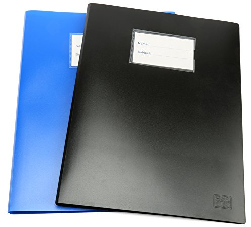 H&S Set Porte Vue A4-2 pcs - Lutin Bleu & Noir - Avec 100 Vues Transparentes - Protege Document & Papier - Cahier Protège Documents avec Pochette Transparente - Lutins 100 Pages