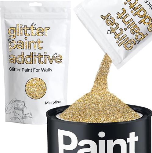 Hemway Gold Silver Glitter Paint Additive Microfine 100g for Adding Sparkle | for Paints & Varnish | Paint Walls Sparkly Add to Emulsion, Acrylic or Lacquer Indoor