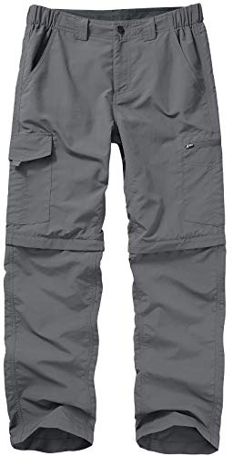 Mens Hiking Pants Convertible boy Scout Quick Dry Lightweight Zip Off Outdoor Fishing Travel Safari Pants,6226,Grey,32