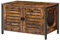 HOOBRO Katzenklo Schrank, Katzenschrank für Katzentoilette, Katzenhaus Katzen-Möbel mit Lamellentür, Haustierbox mit 4 Eisenfüßen, 80 x 45 x 50,5 cm, Vintagebraun EBF06MW01