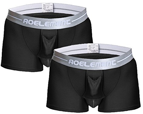 Ouruikia Boxer pour Homme avec Poche séparée en Modal Respirant avec Double Braguette Fonctionnelle